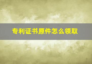 专利证书原件怎么领取