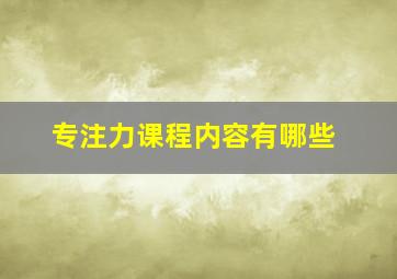 专注力课程内容有哪些