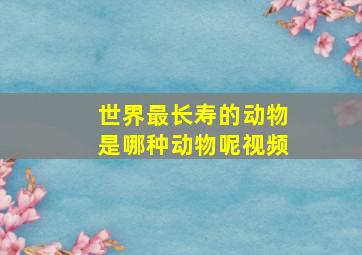 世界最长寿的动物是哪种动物呢视频