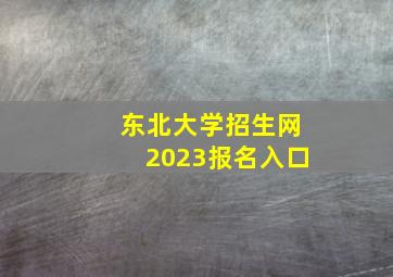 东北大学招生网2023报名入口