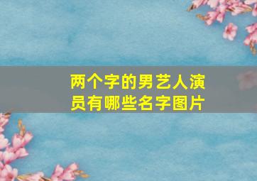 两个字的男艺人演员有哪些名字图片