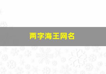 两字海王网名