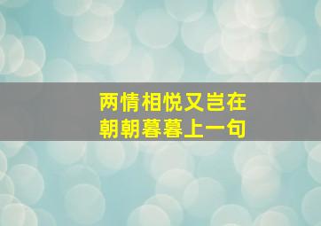 两情相悦又岂在朝朝暮暮上一句