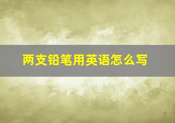 两支铅笔用英语怎么写