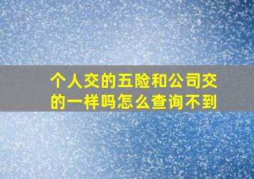 个人交的五险和公司交的一样吗怎么查询不到