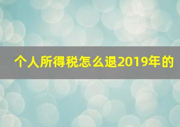 个人所得税怎么退2019年的