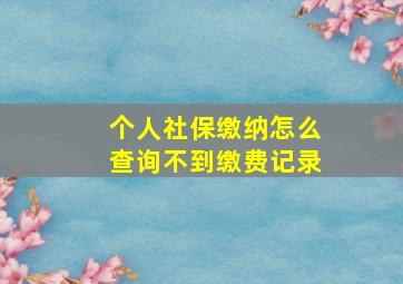 个人社保缴纳怎么查询不到缴费记录