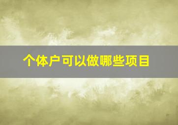 个体户可以做哪些项目