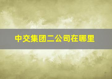 中交集团二公司在哪里