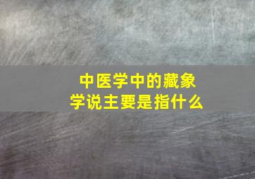 中医学中的藏象学说主要是指什么