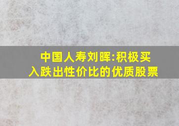 中国人寿刘晖:积极买入跌出性价比的优质股票