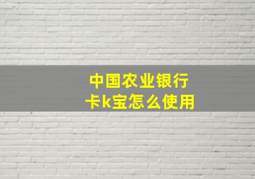 中国农业银行卡k宝怎么使用