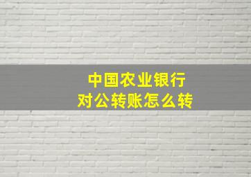 中国农业银行对公转账怎么转