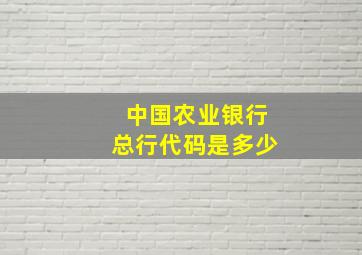 中国农业银行总行代码是多少