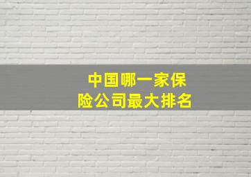 中国哪一家保险公司最大排名