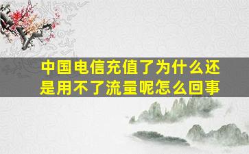 中国电信充值了为什么还是用不了流量呢怎么回事