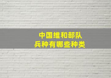 中国维和部队兵种有哪些种类