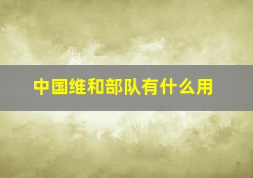 中国维和部队有什么用