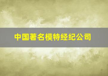 中国著名模特经纪公司