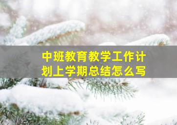 中班教育教学工作计划上学期总结怎么写