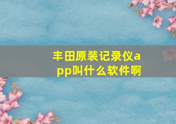 丰田原装记录仪app叫什么软件啊