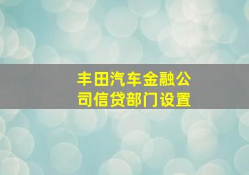 丰田汽车金融公司信贷部门设置