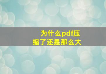 为什么pdf压缩了还是那么大