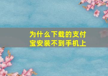 为什么下载的支付宝安装不到手机上