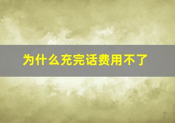 为什么充完话费用不了