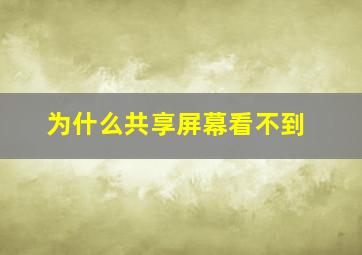 为什么共享屏幕看不到