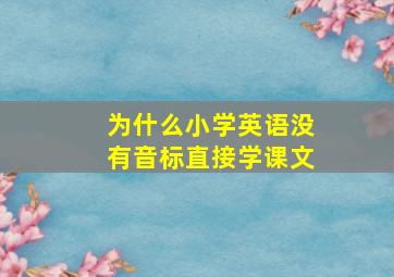 为什么小学英语没有音标直接学课文