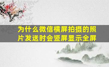 为什么微信横屏拍摄的照片发送时会竖屏显示全屏