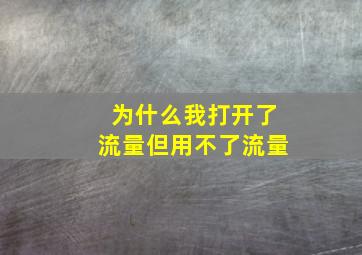 为什么我打开了流量但用不了流量