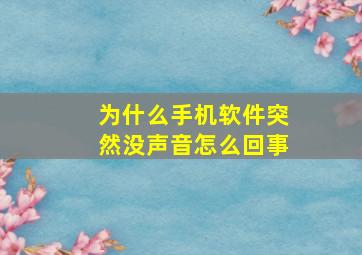 为什么手机软件突然没声音怎么回事