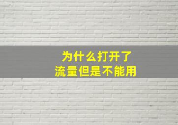 为什么打开了流量但是不能用