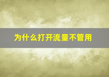 为什么打开流量不管用