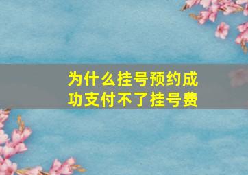 为什么挂号预约成功支付不了挂号费