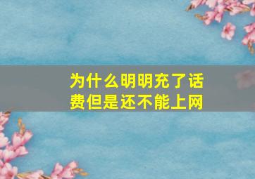 为什么明明充了话费但是还不能上网