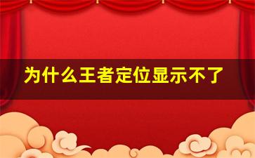 为什么王者定位显示不了