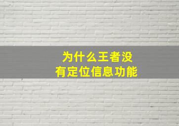 为什么王者没有定位信息功能