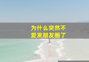 为什么突然不爱发朋友圈了