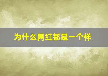 为什么网红都是一个样