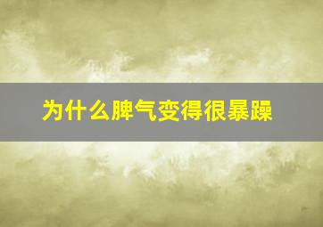 为什么脾气变得很暴躁