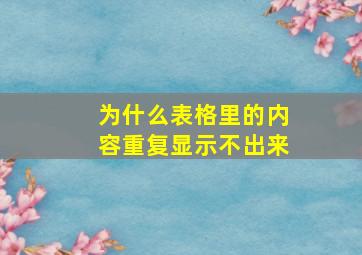 为什么表格里的内容重复显示不出来