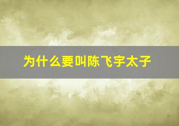 为什么要叫陈飞宇太子