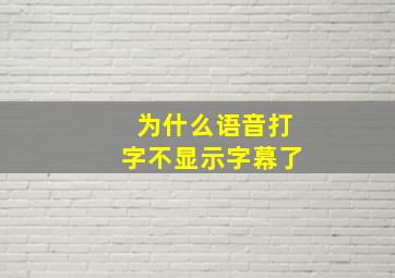 为什么语音打字不显示字幕了