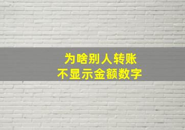 为啥别人转账不显示金额数字