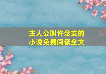 主人公叫许念安的小说免费阅读全文