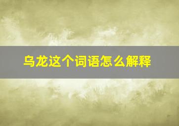 乌龙这个词语怎么解释