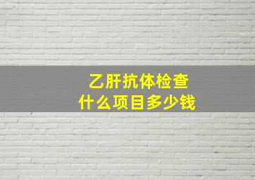 乙肝抗体检查什么项目多少钱